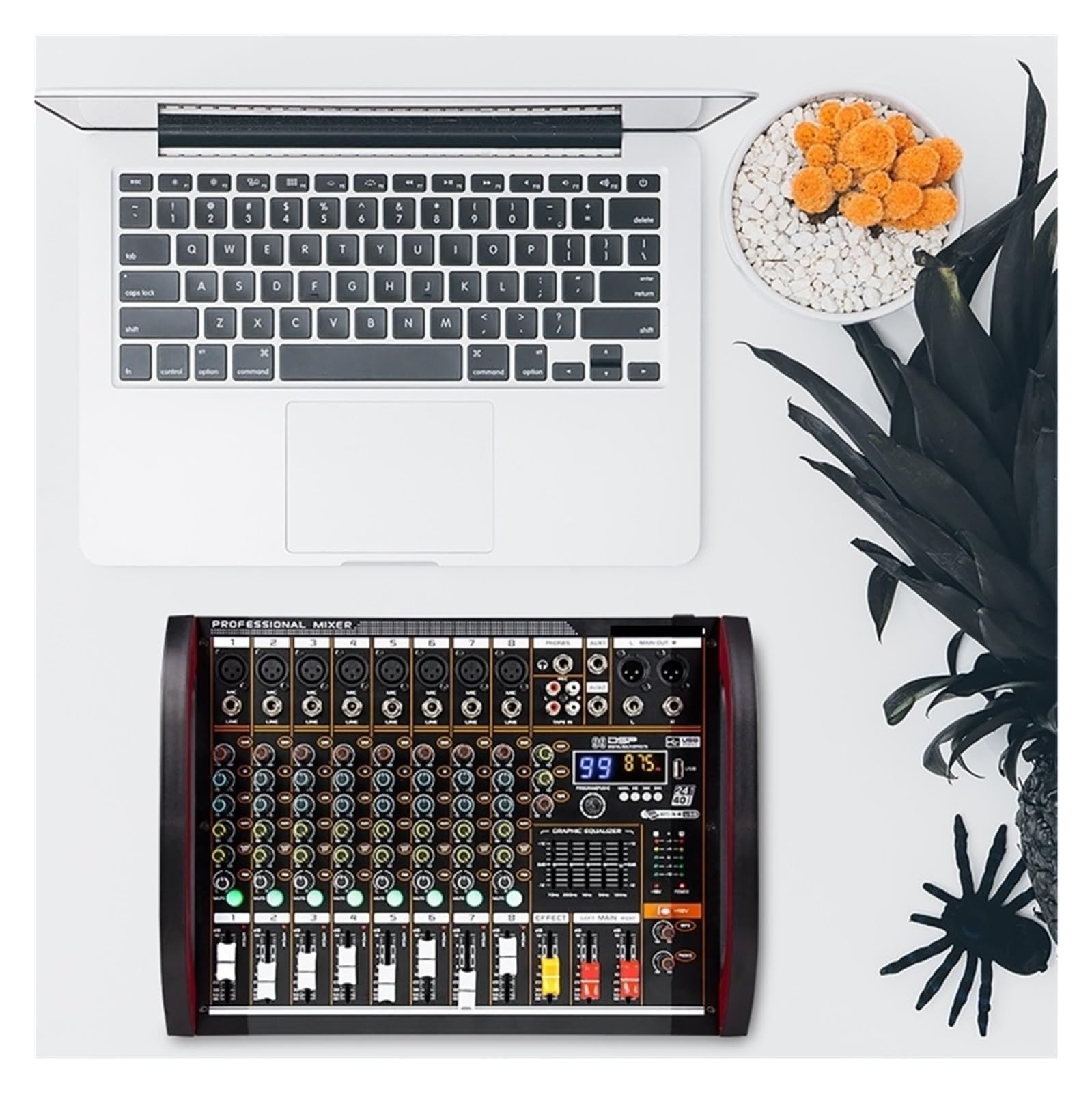 Mezclador de DJ, Mezclador De Audio, Consola Mezcladora 8 Canales, USB, Ordenador, Fuente Alimentación 48V, Número Rendimiento En Profesional