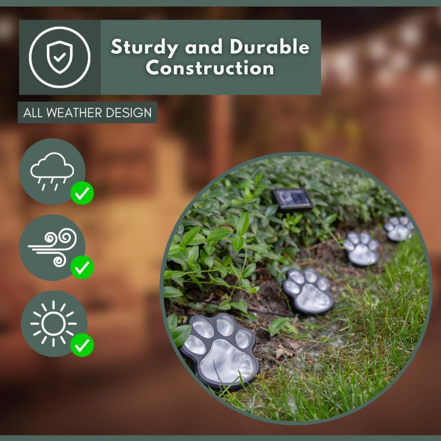 4x Solar-Gartenleuchten Mit Pfotenabdruck - Wetterfest & Automatisch