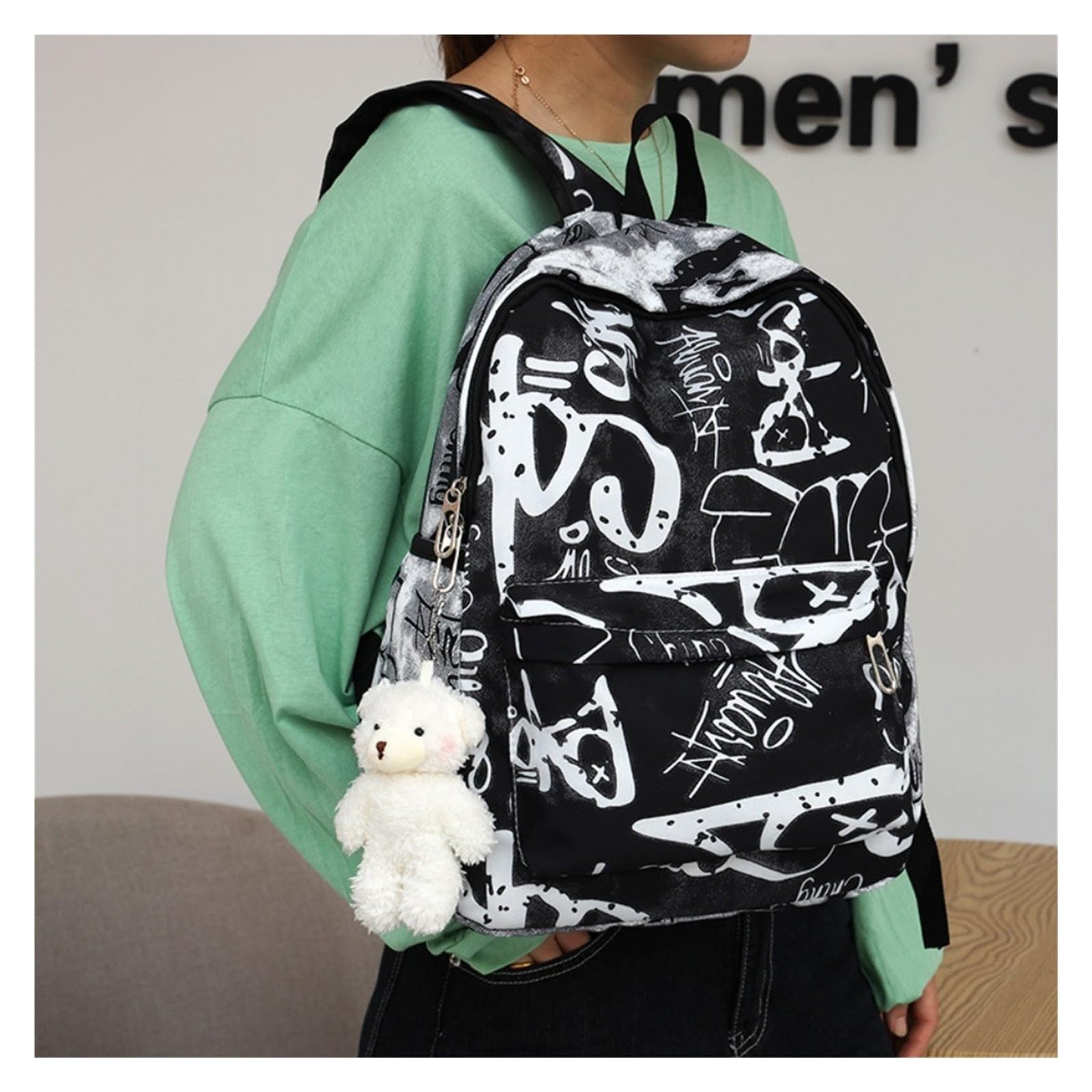 Wasserdichter Nylon-Rucksack mit Graffiti-Print