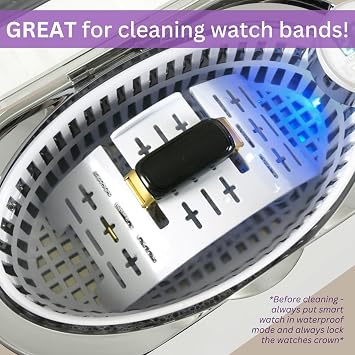 GemOro LUXESPA | Personal Ultrasonic Jewelry & Eyeglass Cleaner with 5 User-Programmable Timed Cleaning Cycles | Professional Performance Machine for Rings Watches Glasses Earrings Retainers