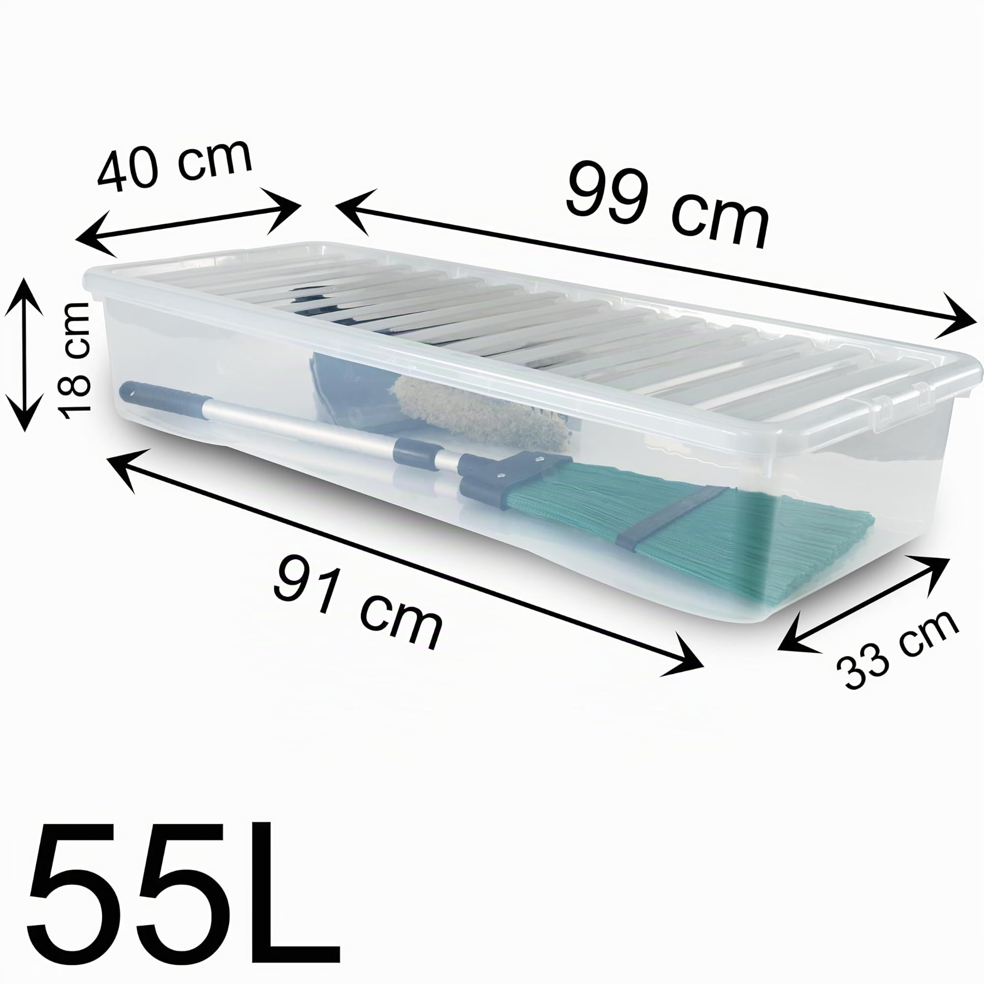 UNTERBETTKOMMODE 18CM 6 Stück 55L 99x40x18cm transparent klar Kunststoff