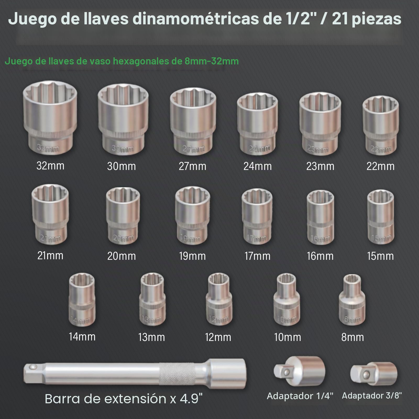 Llave dinamométrica 1/2" | Rango 20–220 Nm | Precisión ±3% | Cabezal Reversible de 72T Llave Dinamométrica para Coche, Camión, Moto