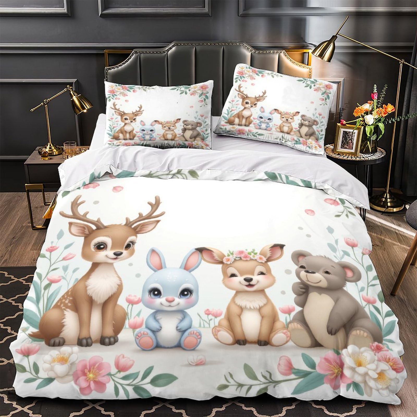 Housse de couette animaux anti-acarien légère pour le sommeil des adolescents