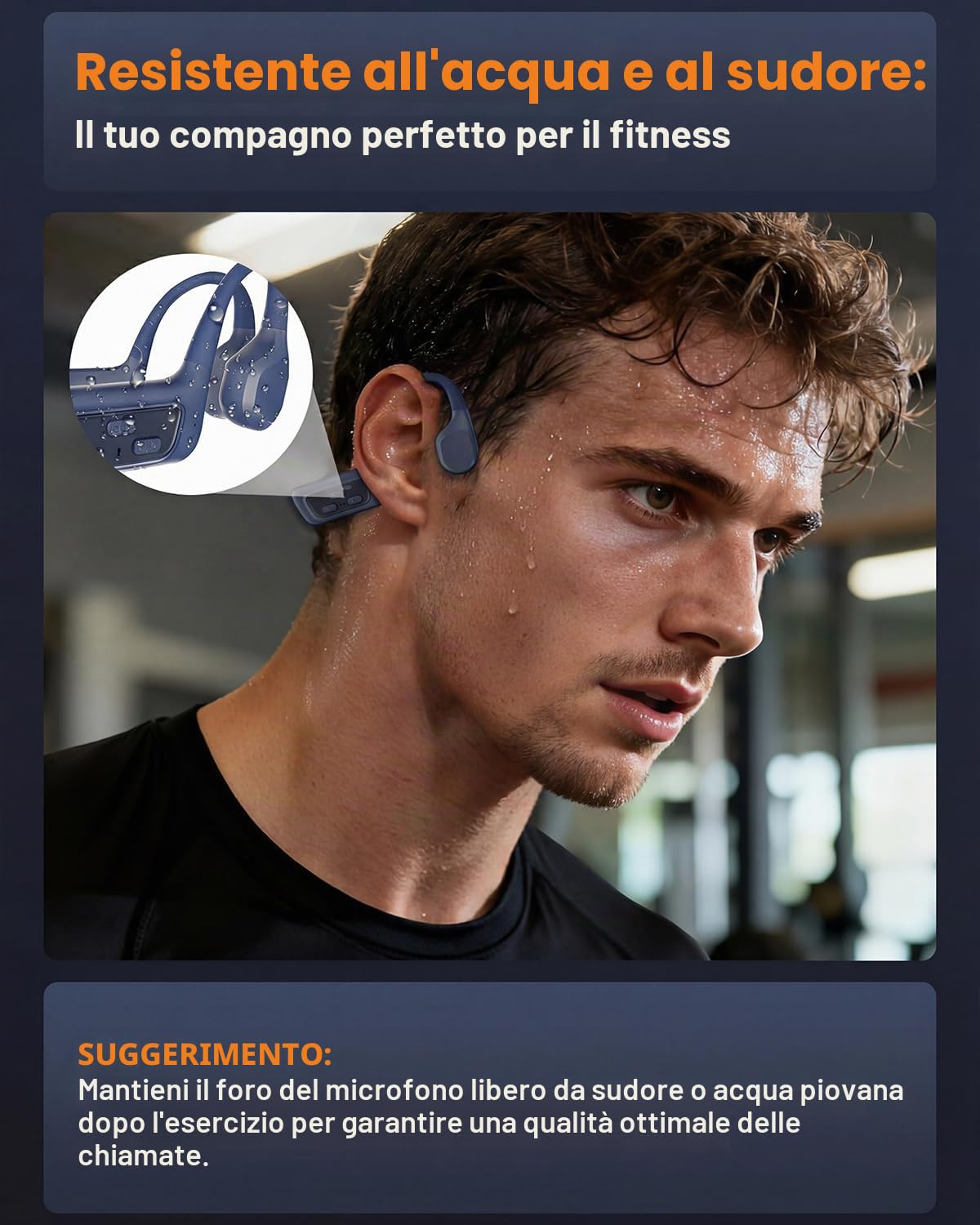 MONODEAL Cuffie Subacquee per Piscina, Cuffie Conduzione Ossea IP68 impermeabile, 8GB MP3 Subacqueo per Nuoto, Bluetooth 5.3 Adatto per Cuffie Bluetooth Sport Nuoto Surf Corsa auricolari piscina nuoto