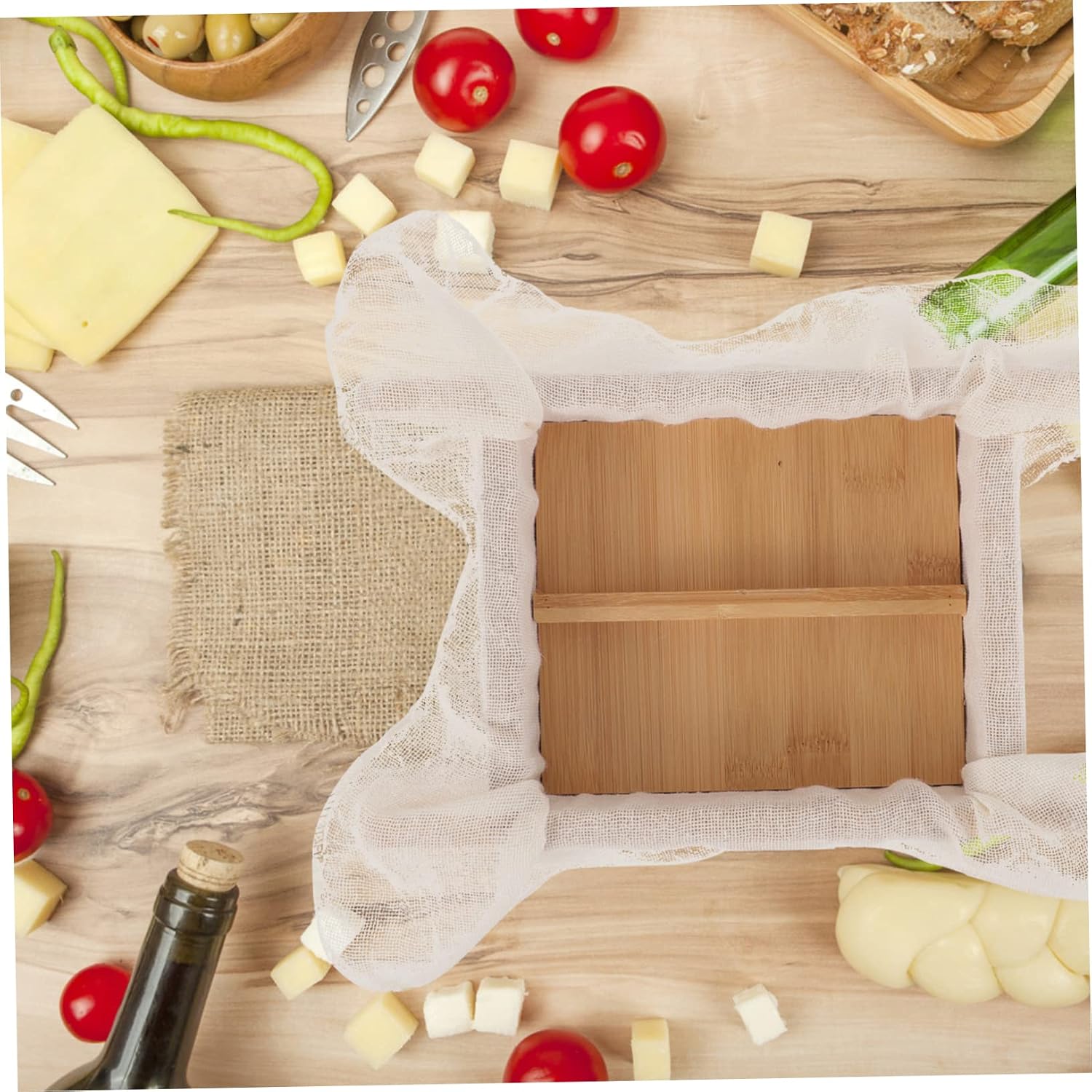 Wooden Tofu Maker Press Mold with Lid for DIY Cheese Making