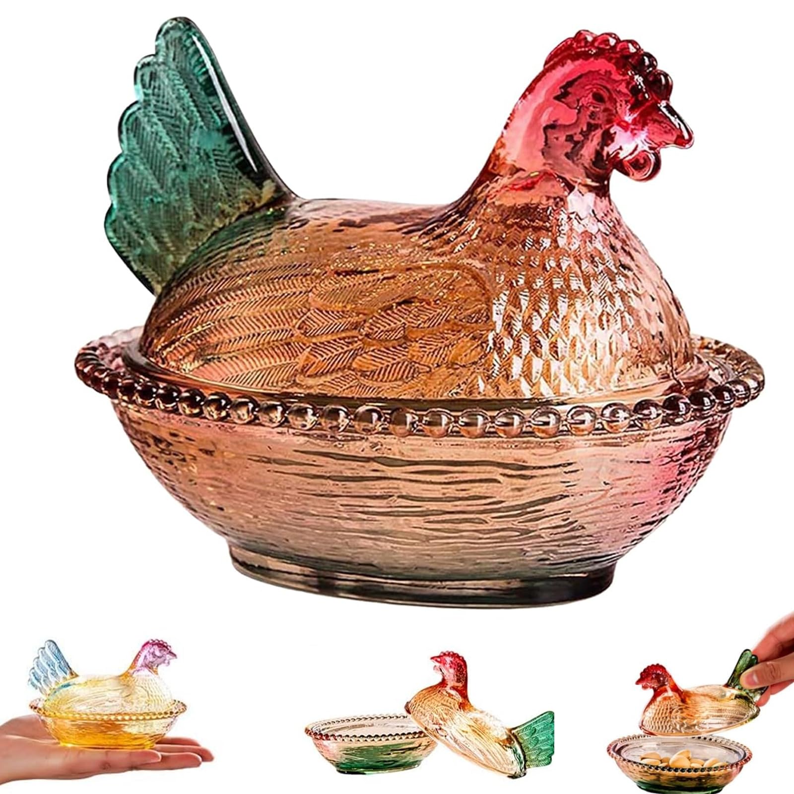 Plat à bonbons en cristal en forme de poulet avec couvercle, l'excellence des arts de la table