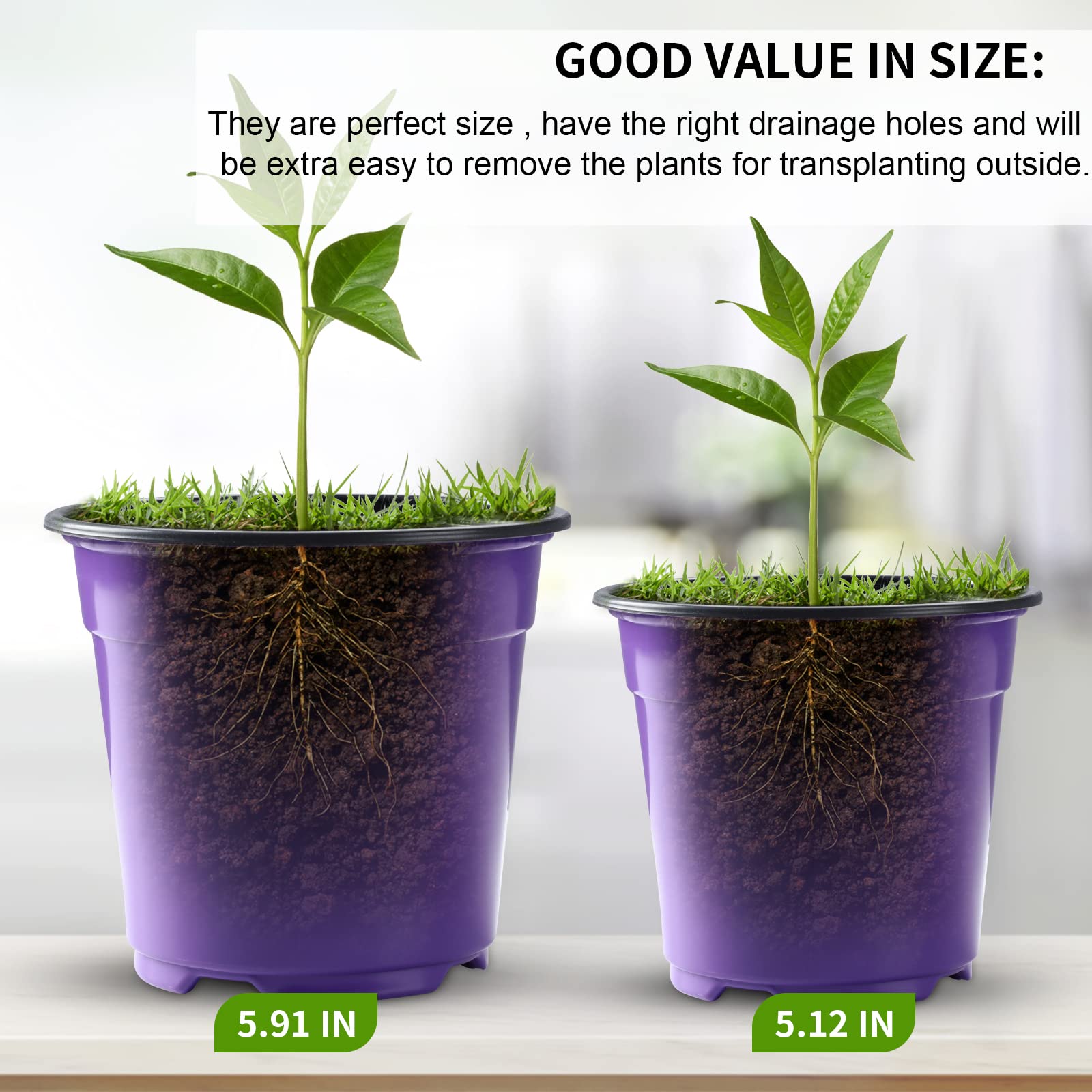 Oubest Lot de 30 pots en plastique pour plantes de 15,2 cm avec trous de drainage, pots de fleurs multicolores pour semis, coupe, transplantation