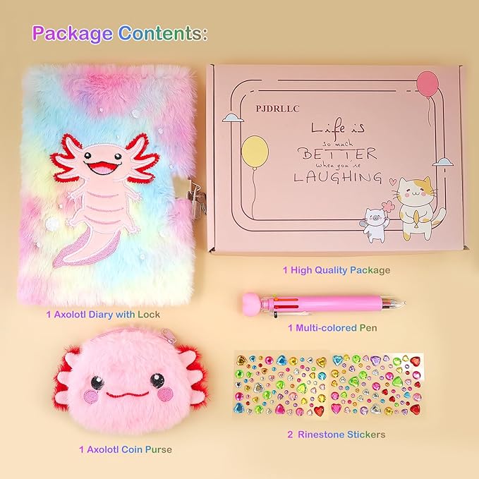 Diario Personal con Candado Axolotl, Regalo para Niñas miniatura 4