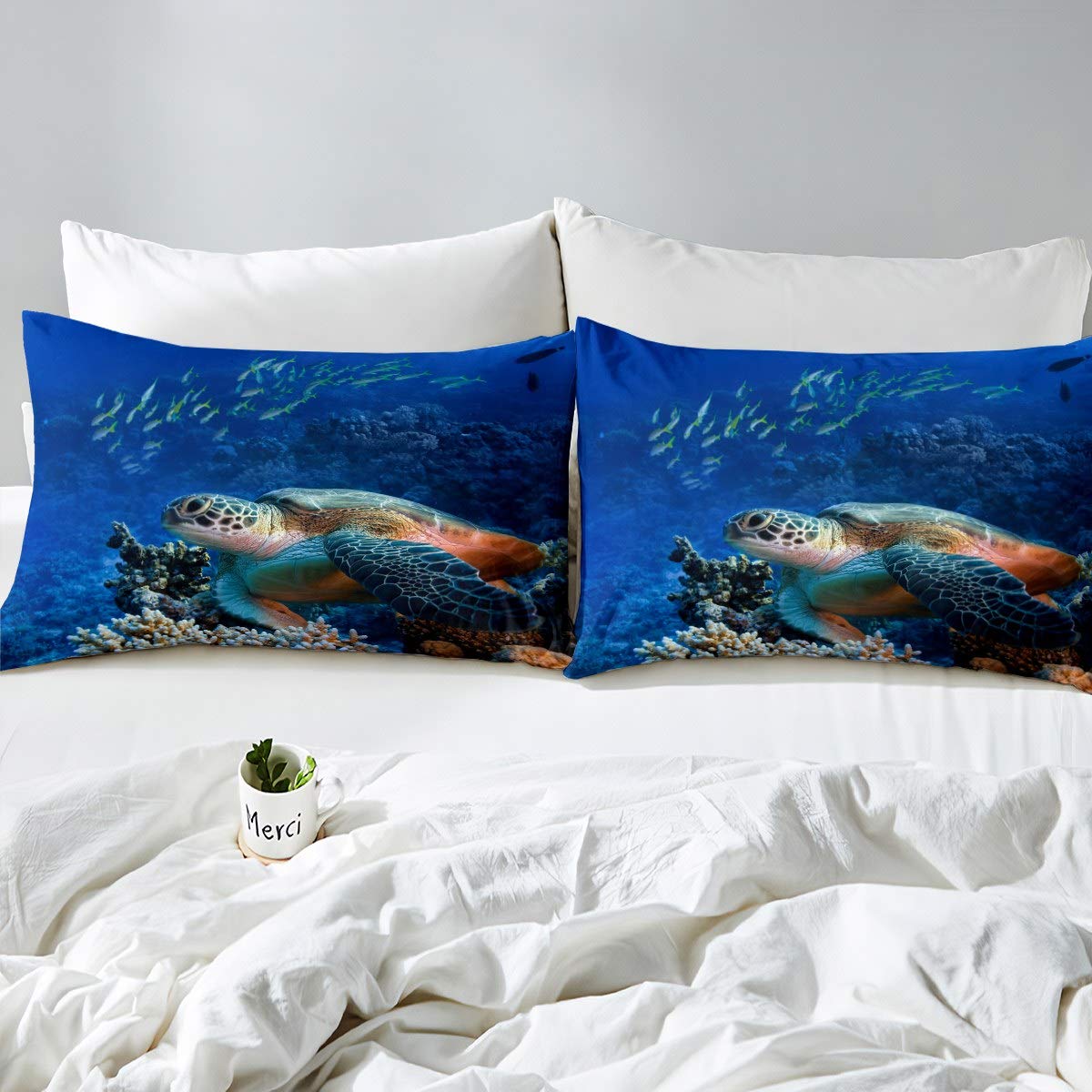 Set di biancheria da letto con tartaruga marina, per ragazze