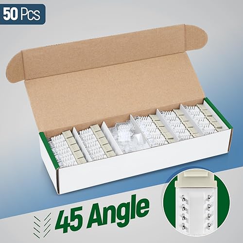 Miniatura 222 de Everest - Paquete de 50 conectores Keystone RJ45 Cat6 en ángulo de 45°, color blanco, conectores RJ45 hembra de perfil delgado, conector Keystone