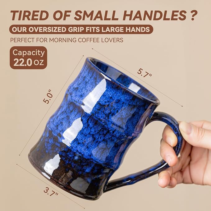 Mug cerámico azul 22oz con asa ergonómica miniatura 2