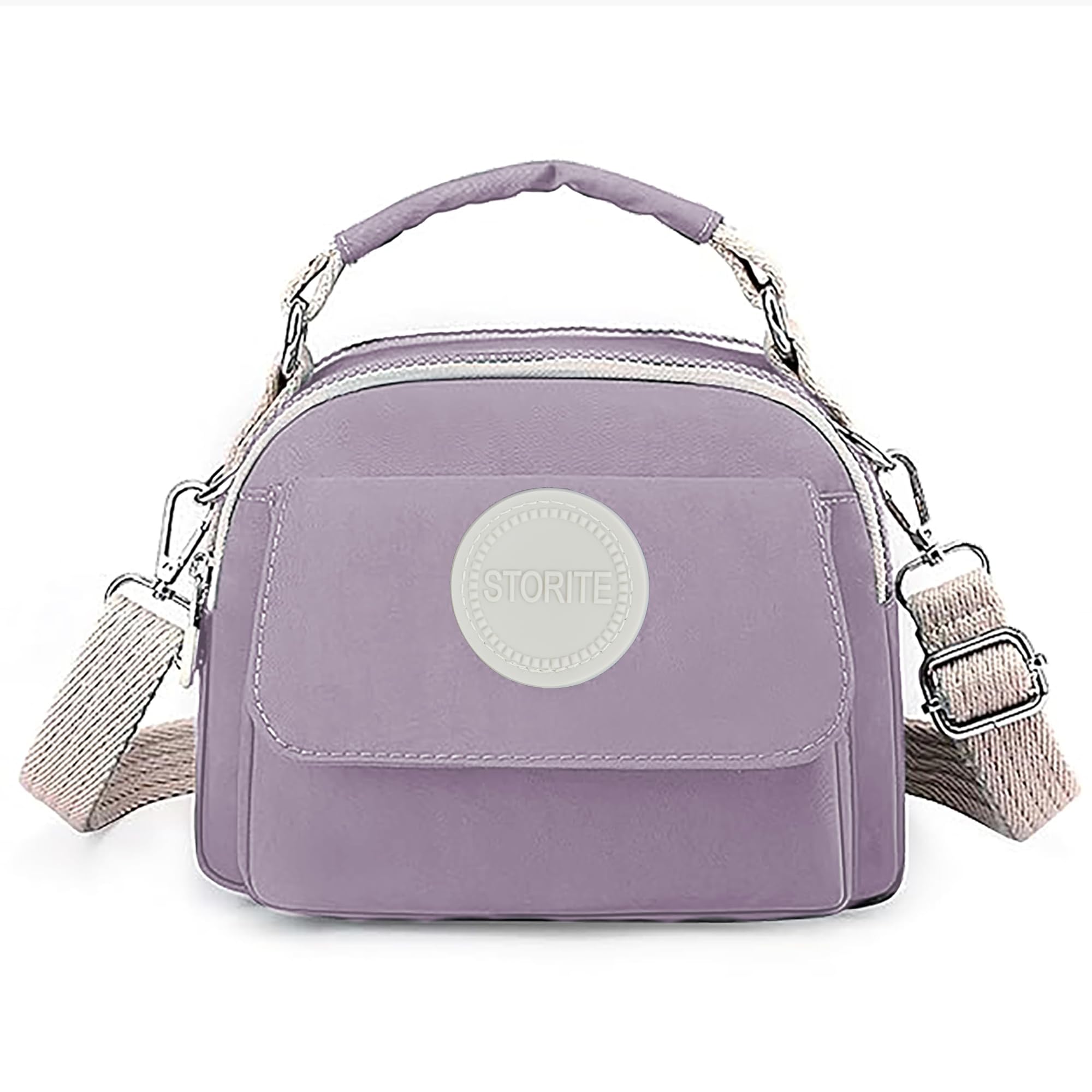 Women's Stylish Small Lightweight Sling Crossbody Shoulder Bag, Portable Handbag Bag With Inner Padded Pocket & Adjustable Strap (Light Purple,21x10x17cm)-image-43