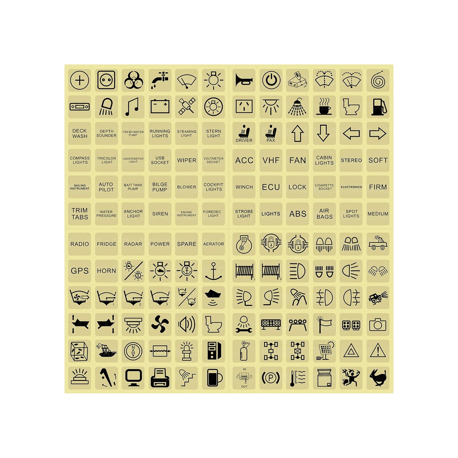 Resistant Stickers Decals for Vehicles Dashboard Buttons Boats Trailers Customizable Labels Waterproof PVC Materials Glowing in Dark Car Switches Stickers