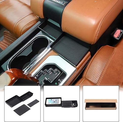 Vista 13 de Caja de almacenamiento para reposabrazos de automóvil, compatible con Toyota Tundra 2007-2021/Sequoia 2008-2020, bandeja organizadora de consola