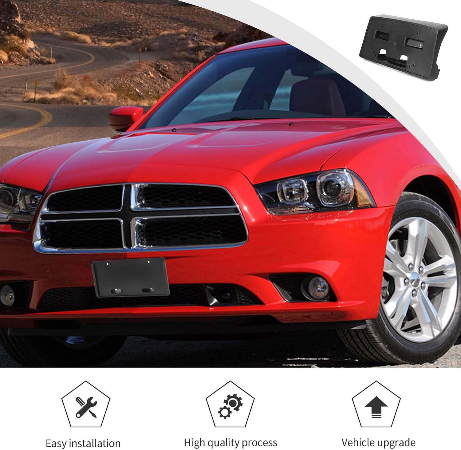 JWWY License Plate Frame Number Registration Plate Holder Bracket Fit for 2011-2014 Dodge Charger Exterior Accessories