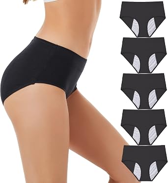 Period Underwear for Women Leak Proof Cotton Overnight Menstrual Panties | Full-Coverage Mid-Rise Fit Discreet Non-Bulky Design Moisture-Wicking Breathable Sustainable Ideal for Period Incontinence
