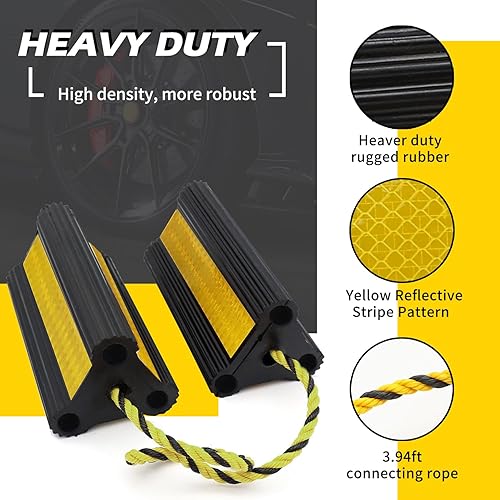 Miniatura 3 de Vacallity Calzones de rueda para remolques de viaje 2 pares de 4 unidades, robustez y resistente, de goma sólida, bloques de calcáreas, para