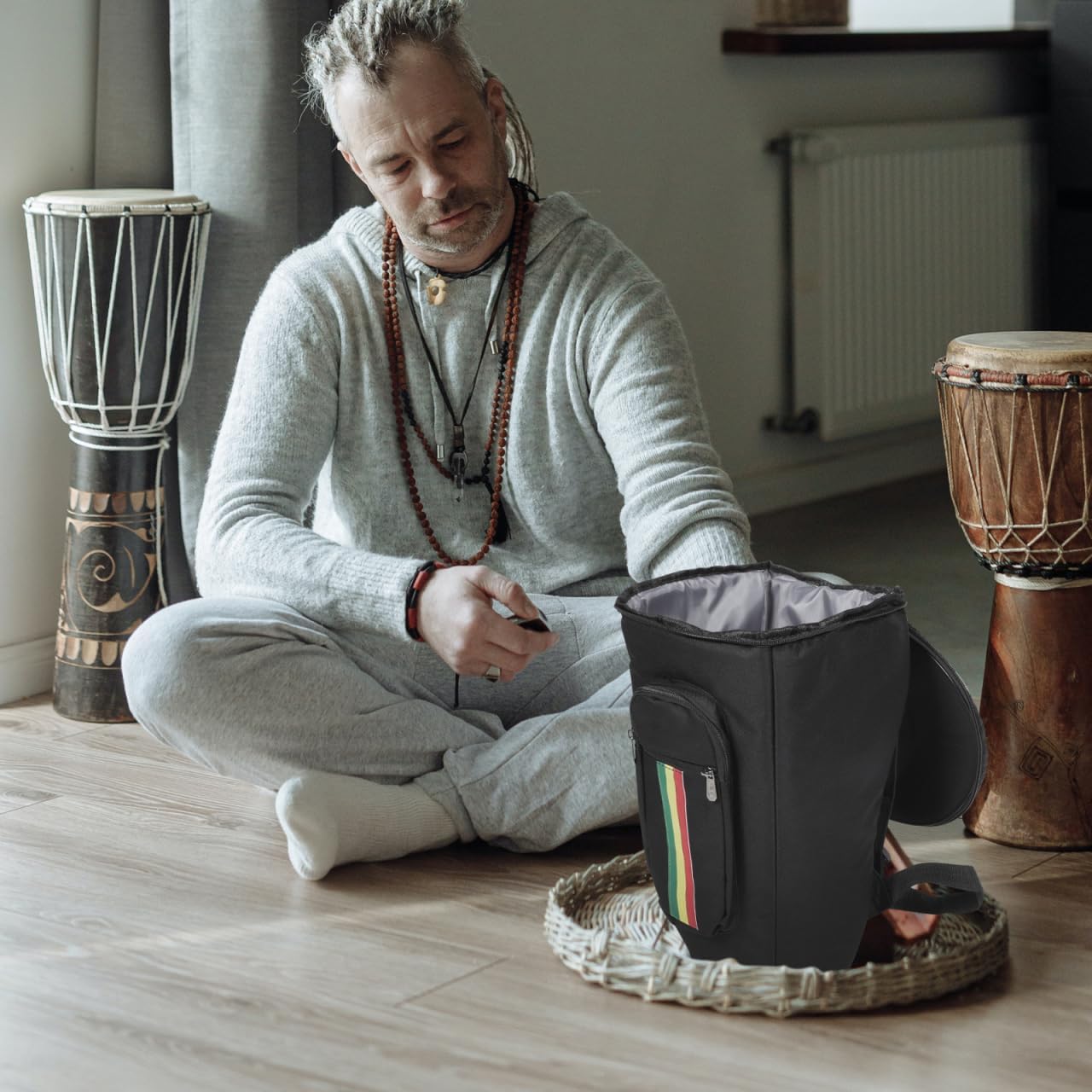 Abaodam African Drum Kit Kids Musical Instruments African Drum Carrying Bag Large Capacity Bag Kids Suitcases The Tote Backpack Handbags Oxford Cloth Thicken Storage Child