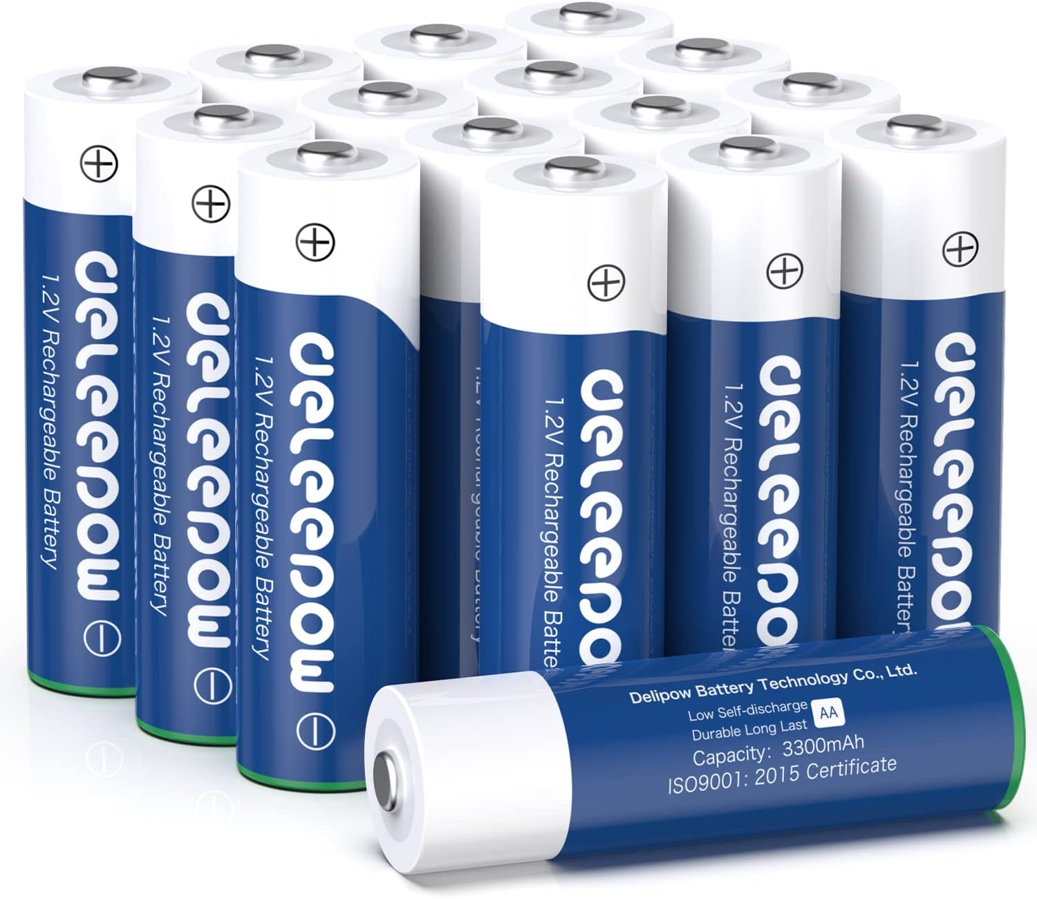 Deleepow AA NiMH Rechargeable Batteries 3300mAh (16 Pack) & AAA Ni-MH 1100mAh (8 Pcs) with LCD Smart Charger for Rechargeable AA & AAA.