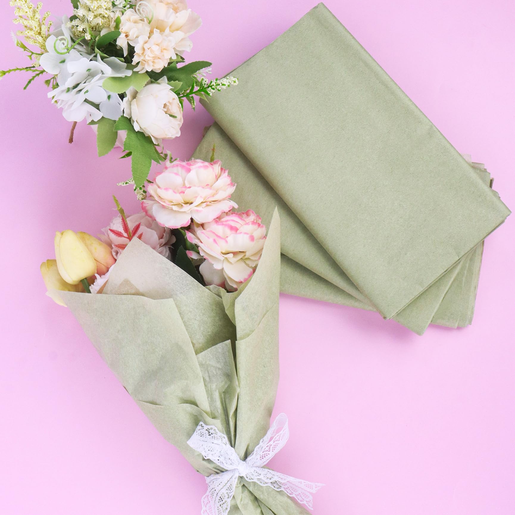 Papier De Soie Fleuri Pour Emballage Cadeau - Lot De 100 Feuilles 13.8x19.7 Pouces - Réutilisable Et écolo