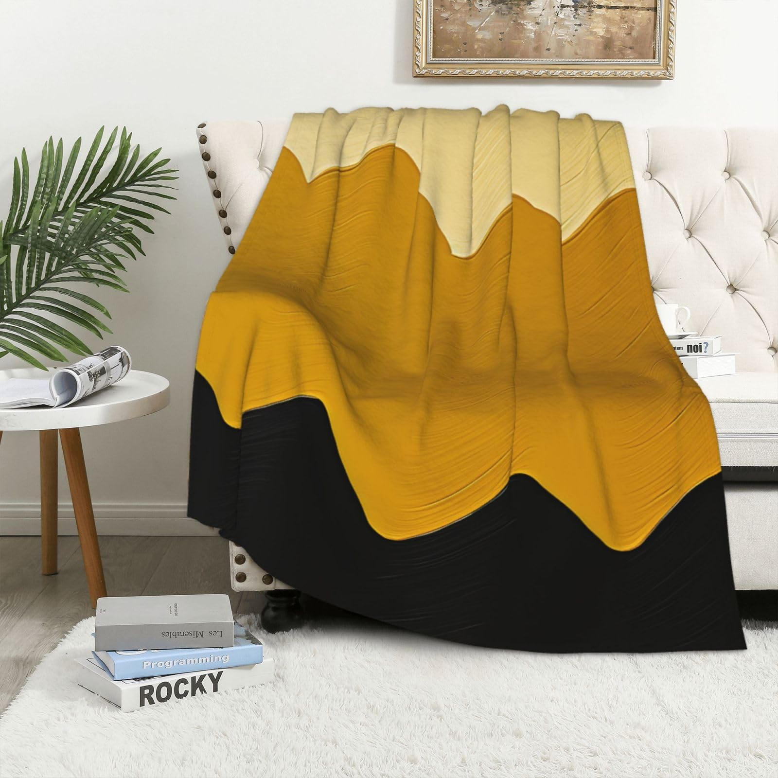 Couverture molletonnée en flanelle légère et chaude pour lit bicolore