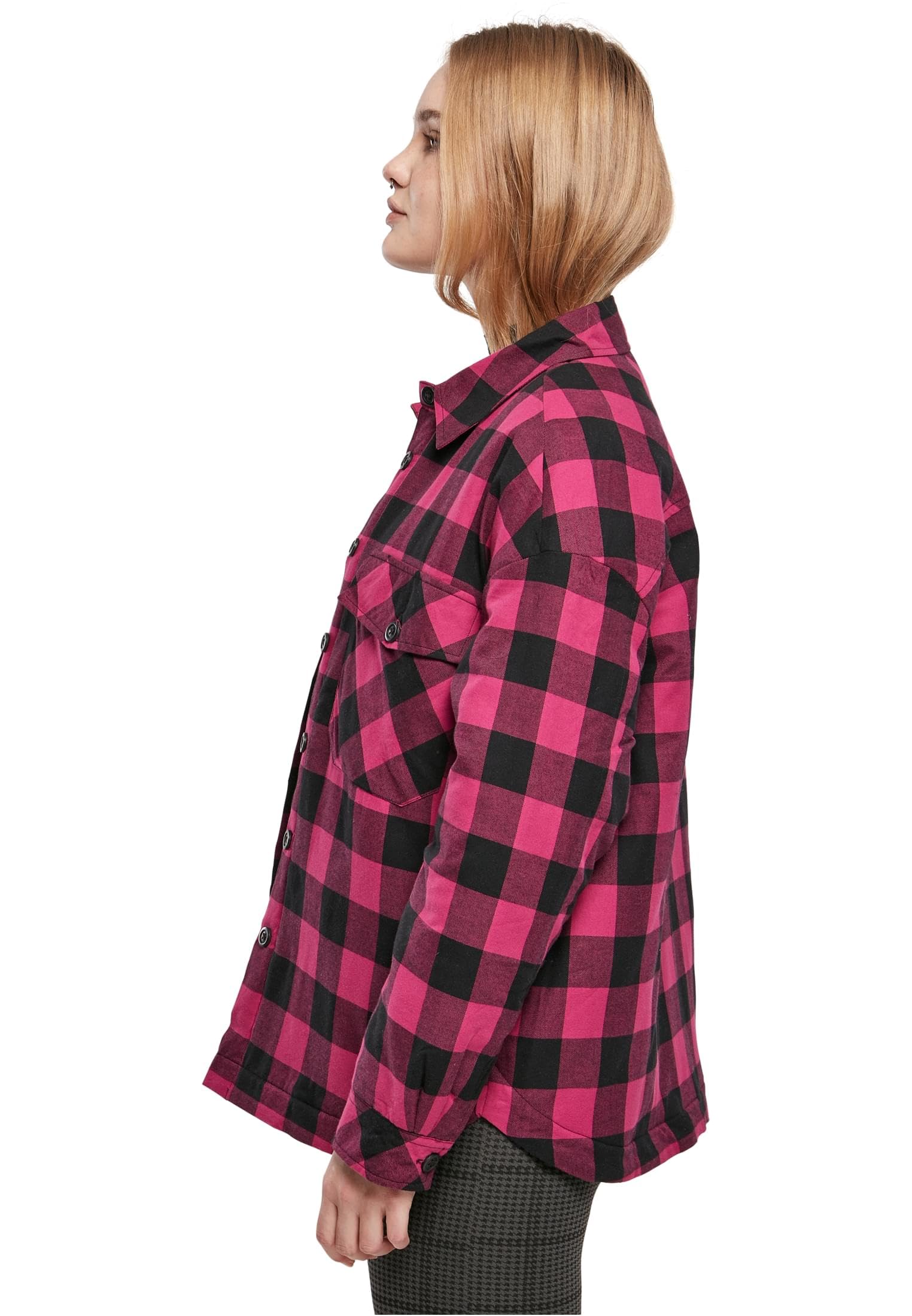 Urban Classics Damen Ladies Flanell Padded Overshirt