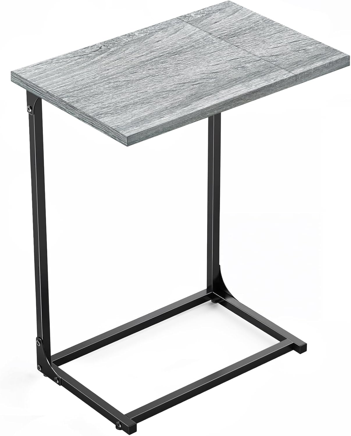 Pipishell C-Shaped Side Table, C-Table for Sofa, End Table with Metal Frame, Large Surface Couch Table for Living Room, Bedroom, and Home Office, Rustic Design, PIET11G