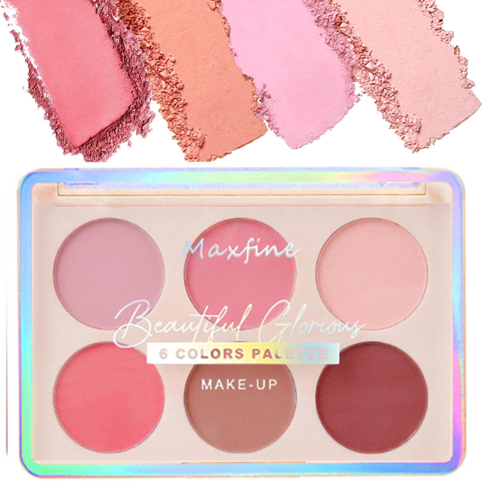 Face Blush For Cheeks Make Up Blush Palette 6 Buildable Pressed Powder Highly Pigmented Blusher Shades Face Blusher For Mature Skin Women Natural Look (MA-B02, One Size)