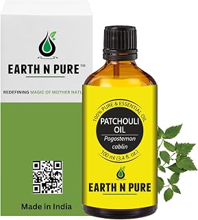 Earth N Pure Patchouli Essential Oil 100% Pure & Natural | Patchouli Oil for Diffuser, Aromatherapy, Skin Care, Hair Care & Perfume Making | Deep Earthy Fragrance for Relaxation | Undiluted Therapeutic Grade – 100ml
