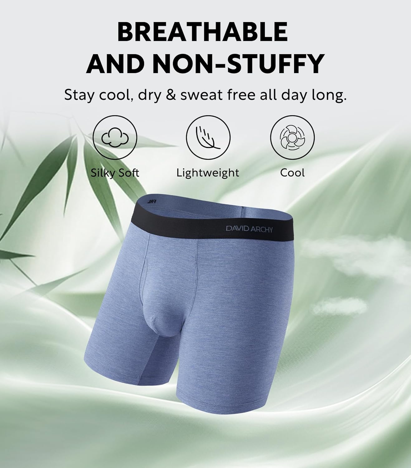 DAVID ARCHY Mens Underwear Rayon Made from Bamboo 7-Pack, Wicking-Moisture & Cool Boxer Briefs with Support Pouch - Image 3