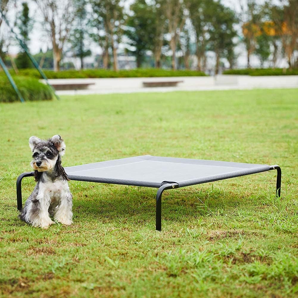 SUPERJARE Elevated Dog Bed Cot, 48” Portable Raised Pet Cooling Cot for Large Dogs with Durable Frame and Breathable Mesh, Indoor or Outdoor Use, Grey