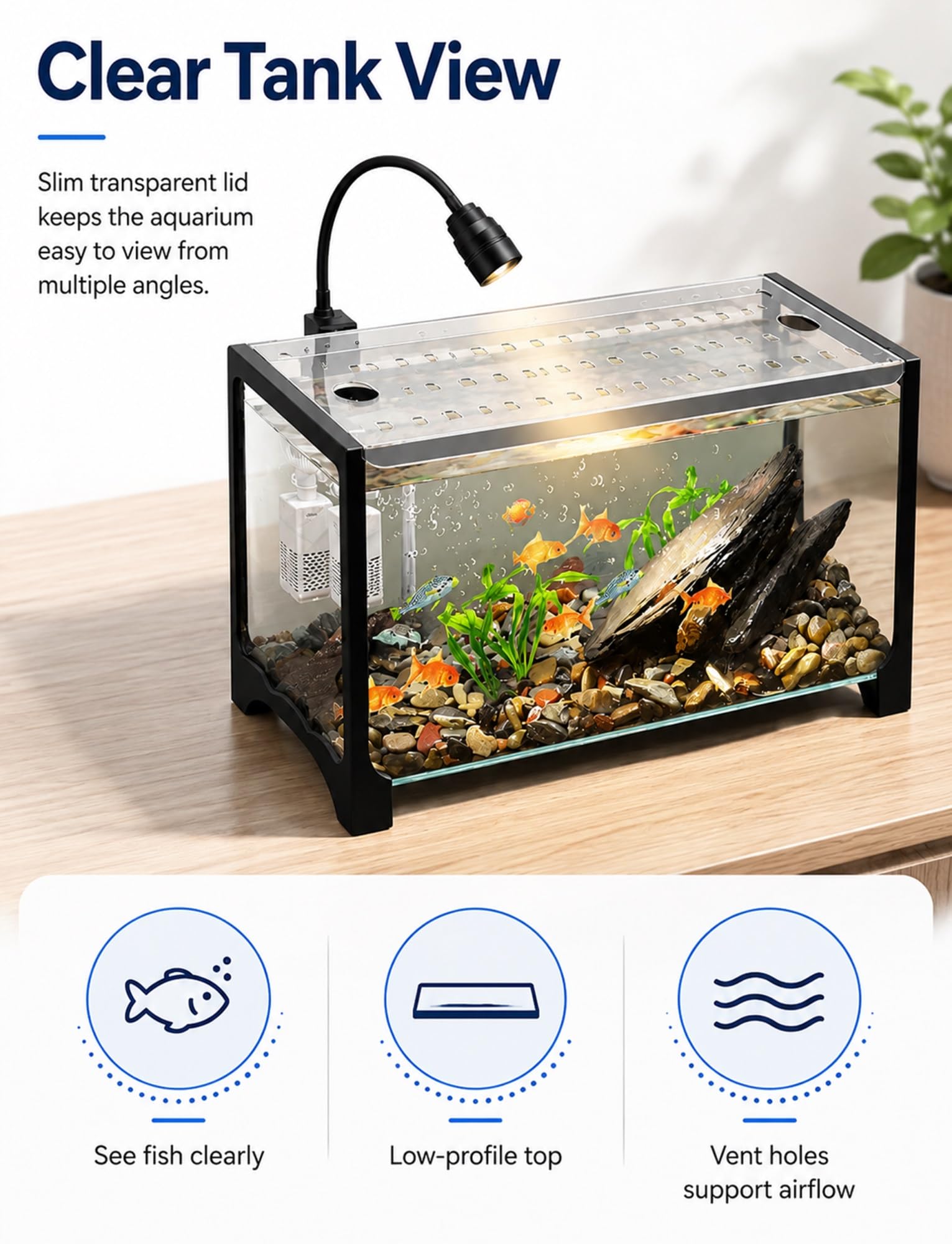Couvercle d'aquarium en Acrylique, Couvercle d'aquarium en Acrylique Transparent, Anti-Saut, résistant aux Chats, Trous d'alimentation coulissants, Plusieurs Tailles(120x50 cm)