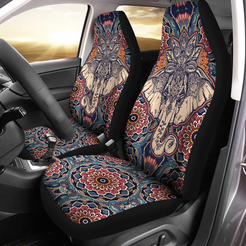 Ochraniacz na fotel samochodowy czerwony boho mandala słoń pokrowiec na siedzenie antypoślizgowe pokrowce na siedzenia samochodowe odporne na zarysowania ochraniacz na siedzenie samochodowe do