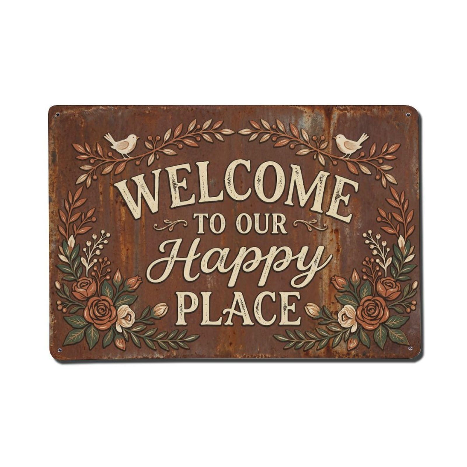 Welcome Farmhouse Vintage Home Vintage Metal Tin Sign Plaque Wall Decor for Cafe, Club, Garden Metal Poster 8x12Inch