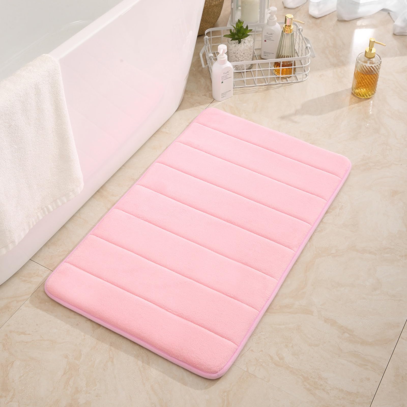 Tapis de salle de bain absorbant en mousse à mémoire de forme – Tapis de sol antidérapant à poils courts pour cuisine et maison – Tapis de porte doux pour un confort et une sécurité ultimes