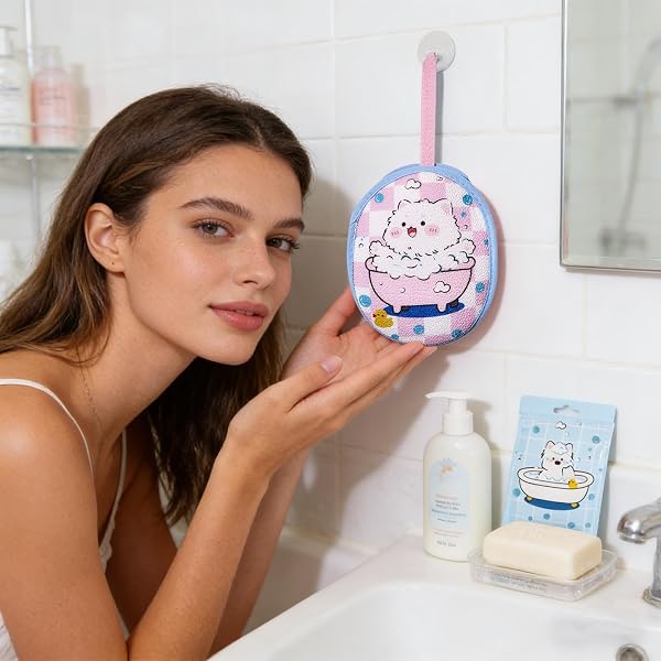 Foaming Soap Net Bag - Bar Soap Pouch | Nylon Mesh Cleanser with Hanging Cord Bath Scrubber Holder with Texture Shower Washing Accessory Storage for Bathroom Dorm Travel Use - 3