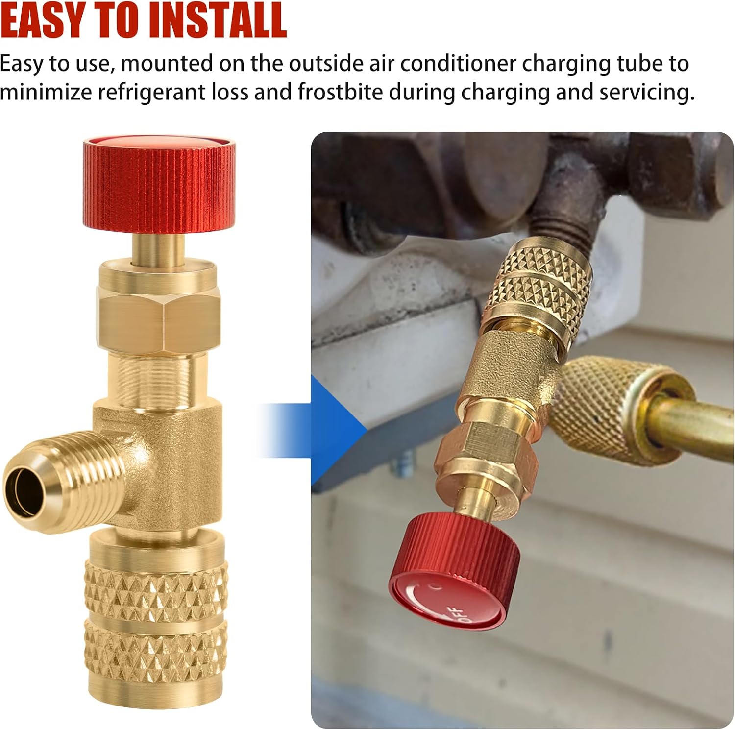 CD2080 Refrigerant Charging Valve, 5/16 Inch Female to 1/4 Inch Male