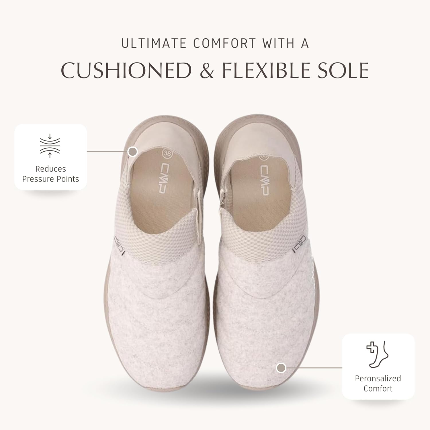 CMP SYNESYS Women’s Felt Indoor Slippers – 2 in 1 Convertible Slip-On Shoes with Fold Down Heel & EVA Sole – Stylish & Comfortable - Image 2