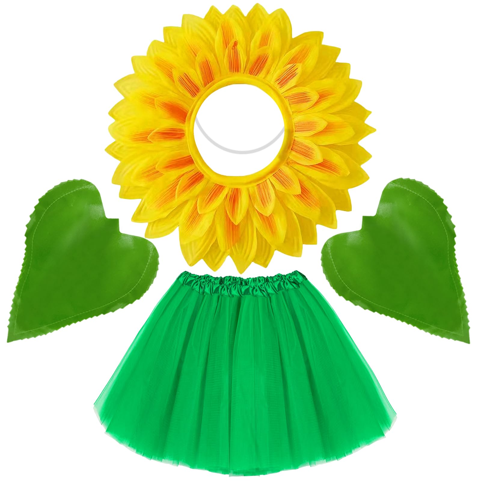 PANMAY Sunflower Costume Set Women's Yellow Tulle Skirt Sunflowers Hair Accessories for Theme Party Role Play Props