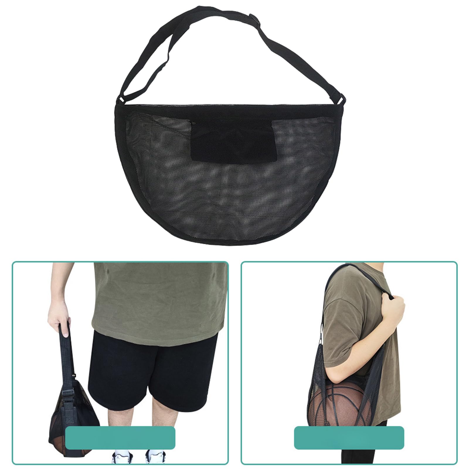 JOKOTI Portable Sports Bag Nylon Net Bag with Shoulder Strap Mesh Single Carry Bag for Carrying Basketball Volleyball