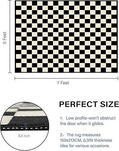 Miniatura 2 de Artnice Alfombras modernas con patrón geométrico cruzado para sala de estar, 5 x 7 pies, color blanco y negro, lavable a máquina, fibras de lana