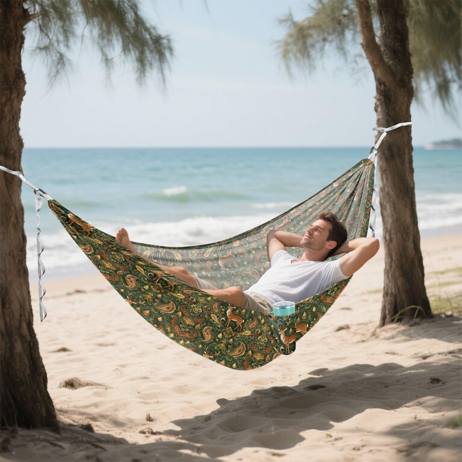 Jeleń z paisley hamaki kempingowe wiszące liny huśtawka hamak na zewnątrz plaża patio ogród