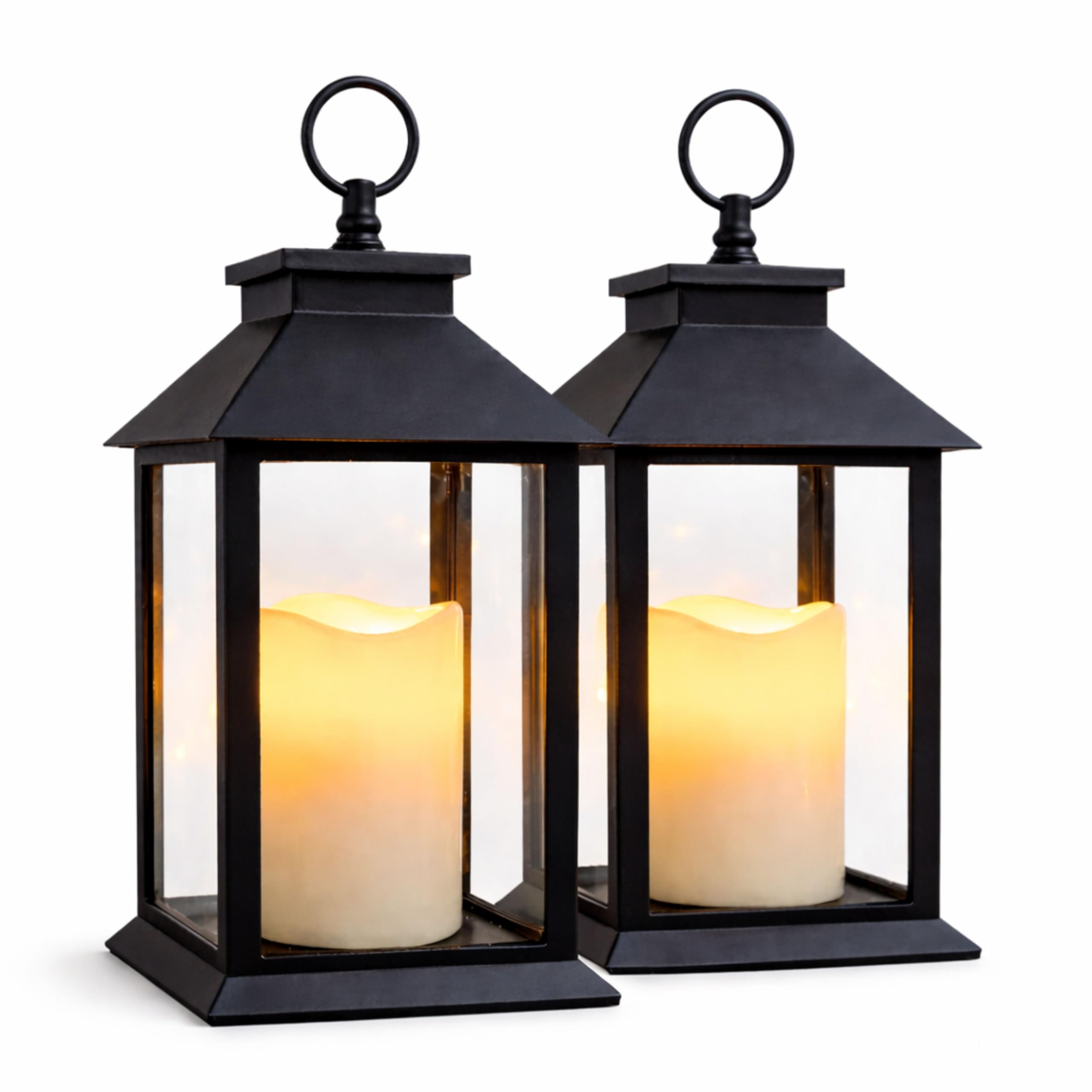 Amazon.com: Black Lanterns Decorative Set of 2 with LED Candles