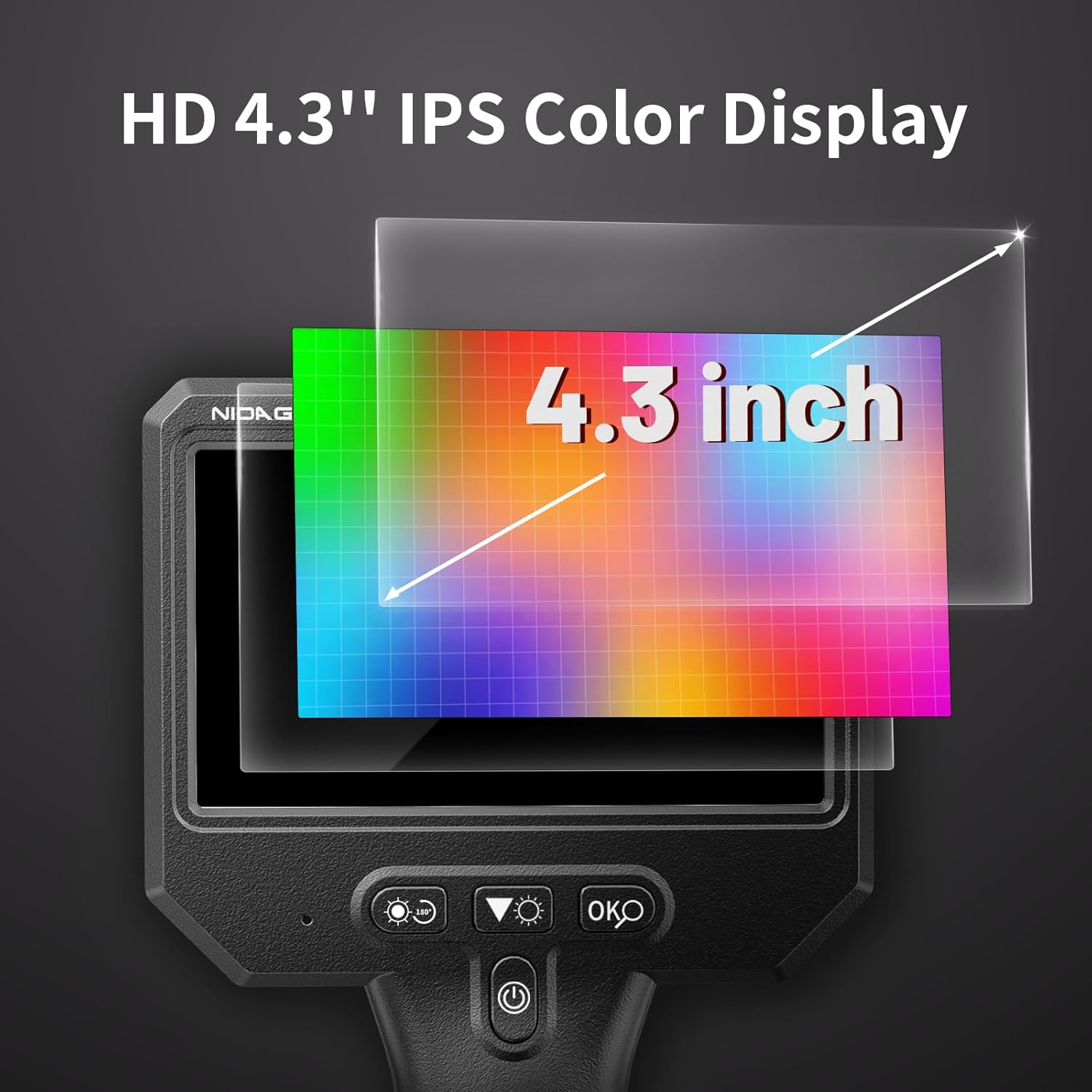 3.9mm Endoscope Camera with Light NIDAGE 1920P HD Industrial Borescope Inspection Camera with 4.3" IPS Screen, 5FT Semi-Rigid Cable, IP67 Waterproof Snake Cam for Car Engine Aircraft Mechanic Tools - Image 4