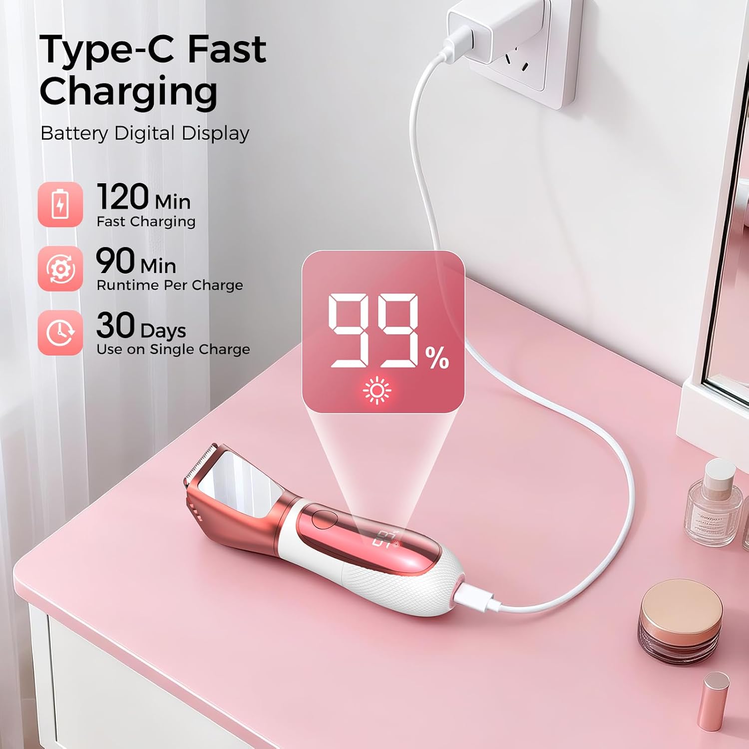 Electric Bikini Trimmer for Women - 2 in 1 Electric Razors Shaver Painless Body Hair Trimmer Waterproof for Legs Armpits