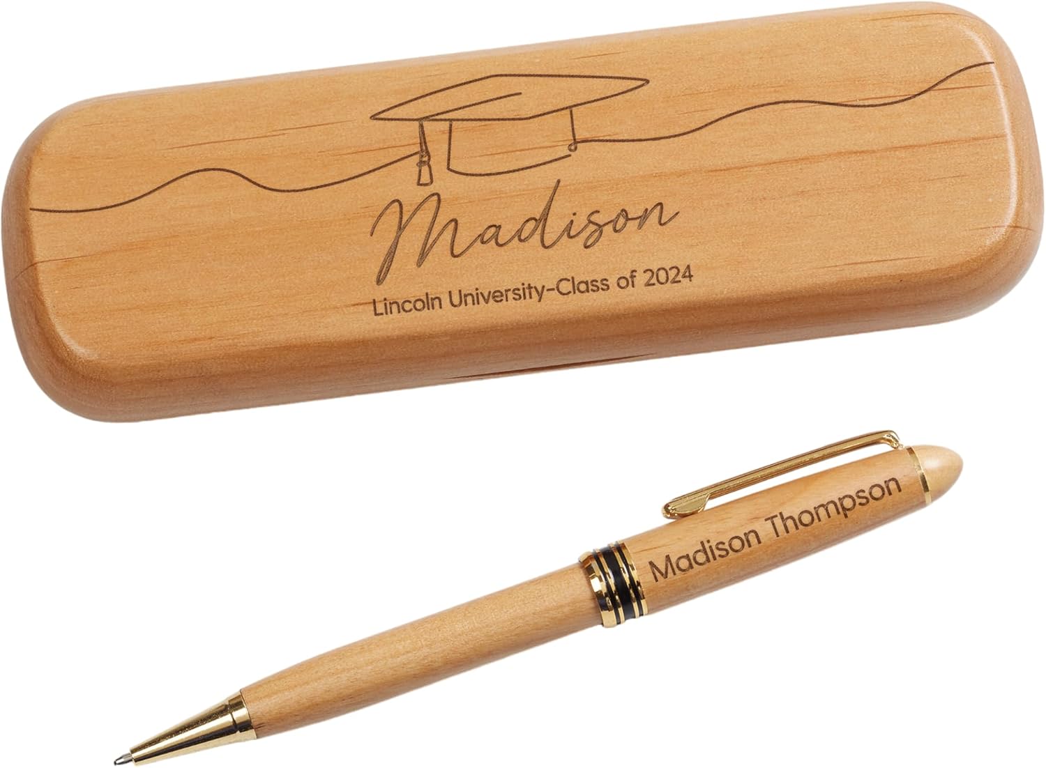 Personalization Universe Scripty Grad Hat Personalized Alderwood Pen Set
