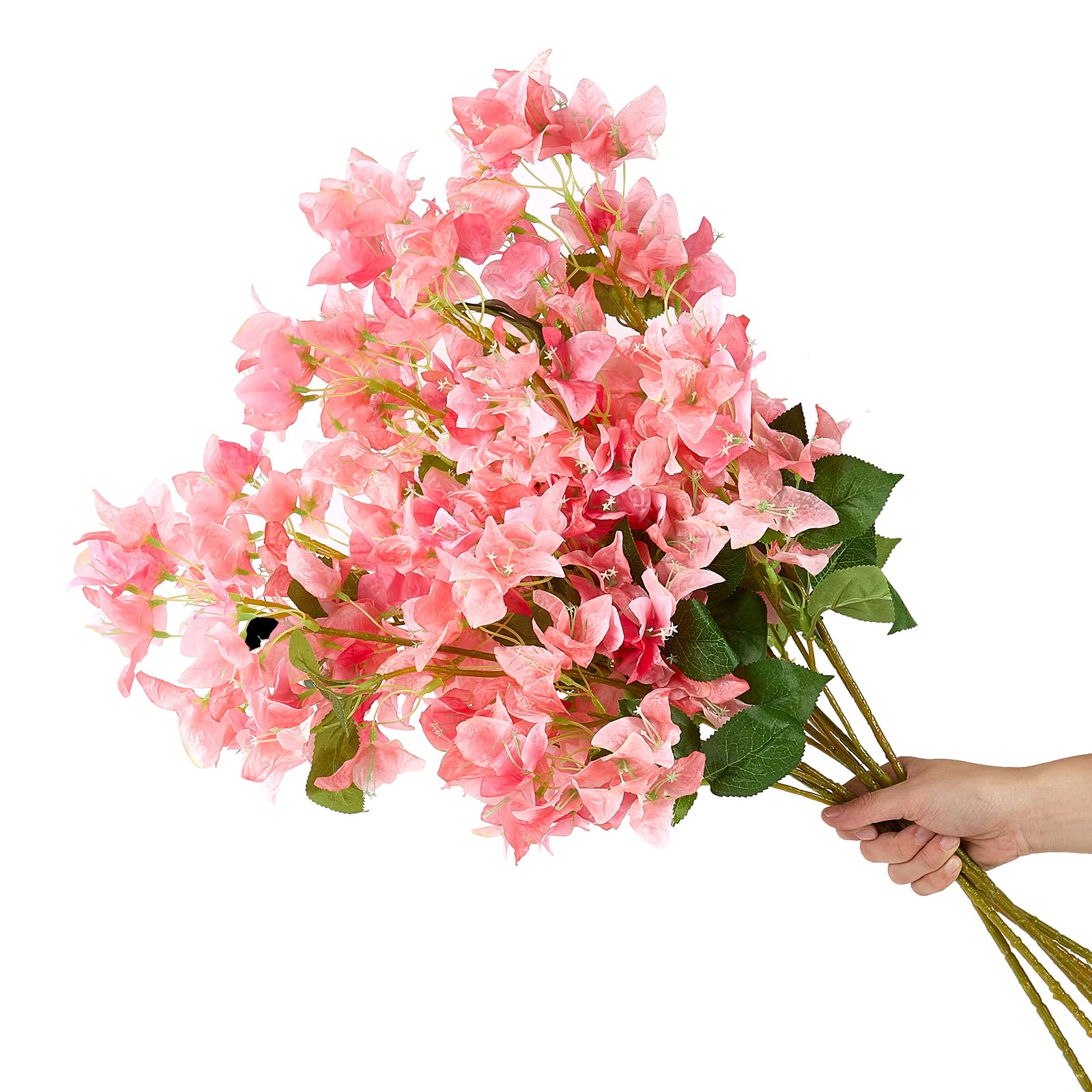 30 Inch Silk Bougainvillea Artificial Flowers, UV Resistant, Pack of 6 pcs, 18 Branch, Faux Flower Stems, Realistic Fake Bougainvillea Vines, Using for Wedding Porch Home Party Garden Decor