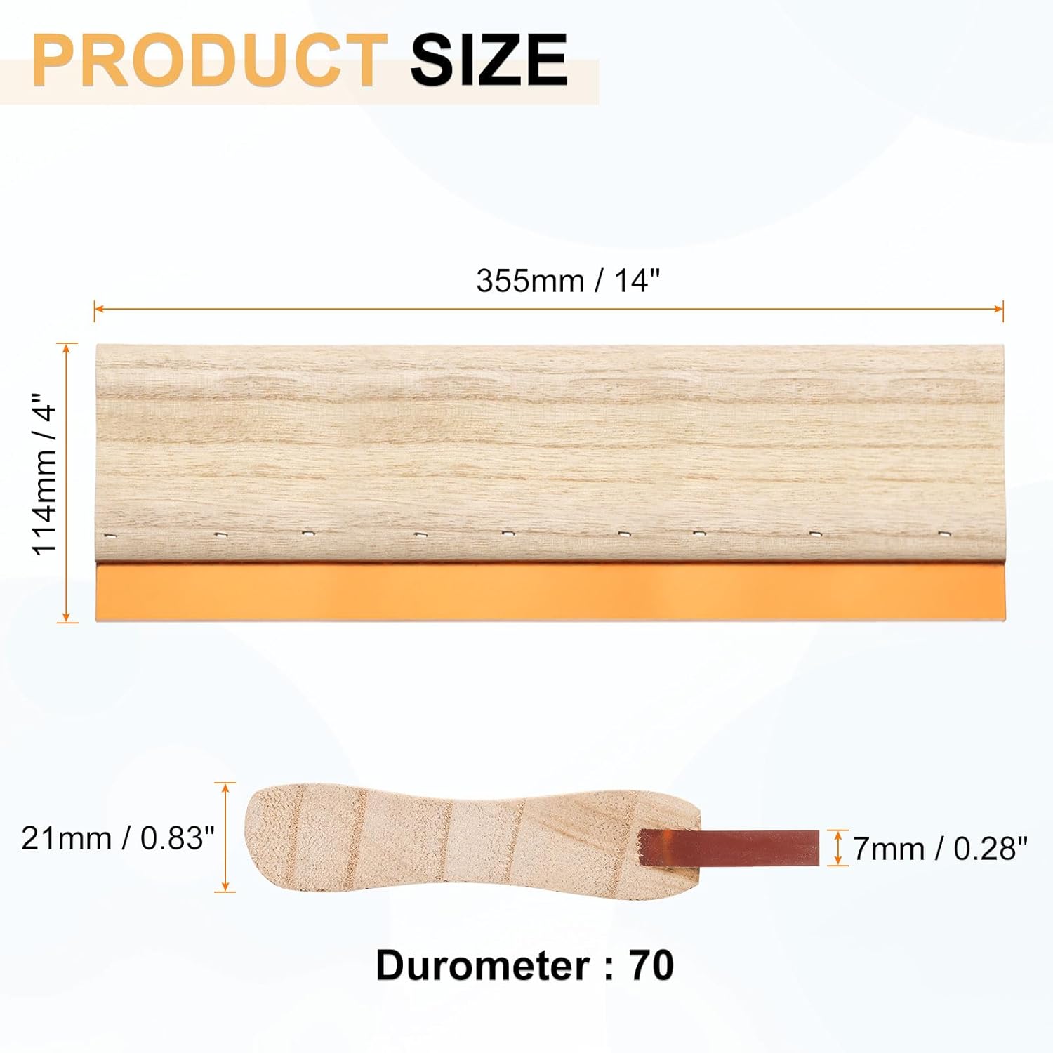 HARFINGTON Screen Printing Squeegee 14 Inch 70 Durometer Polyurethane Blade Wooden Handle Ink Scraper for Screen Printing Fabric Printmaking