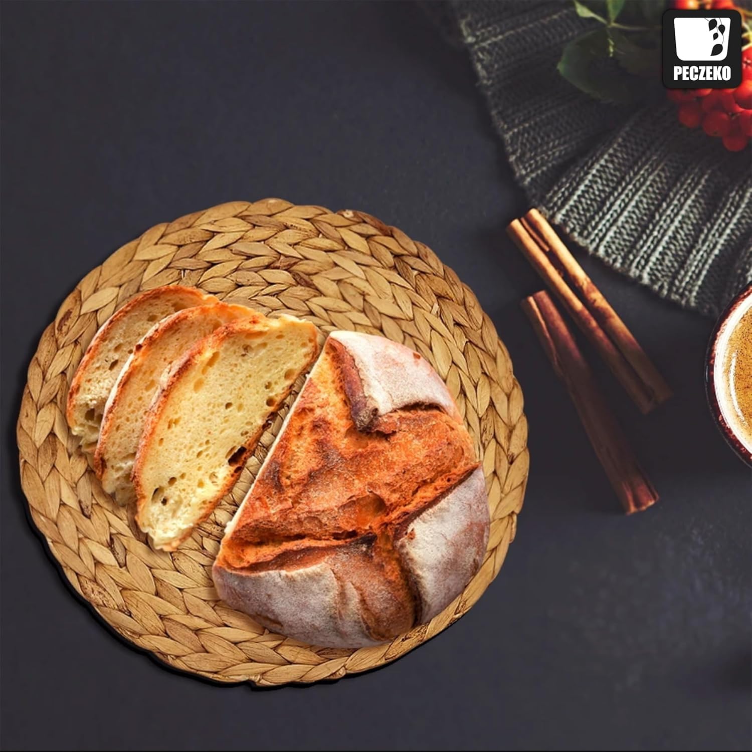 8er Set Rund Seegras Platzset Abwaschbar Platzsets Tischsets Werden, Boho Platzteller, Ideal für Weihnacht Hochzeit Küche Party, Hitzebeständige 35cm Platzdeckchen Abwaschbar, Natur