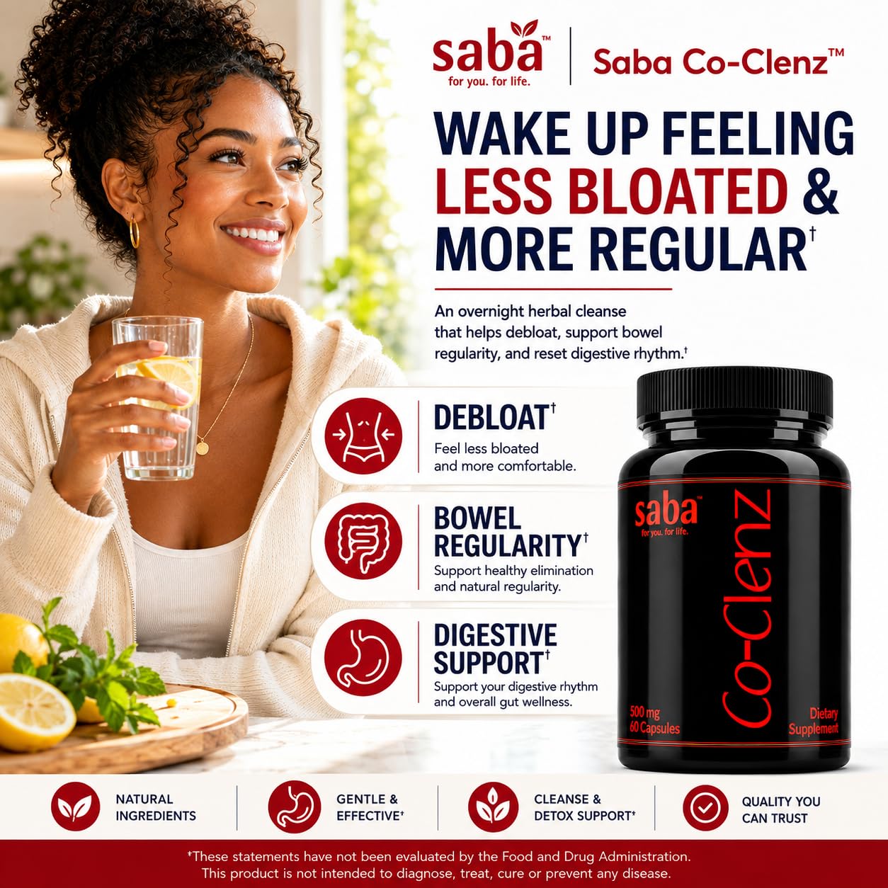 Saba Co-Clenz - 5 Day Cleanse for Men & Women-Supports Healthy Bowel Movements- Detox, Colon Health, Helps Constipation -30 Capsules, — Amazon image 7